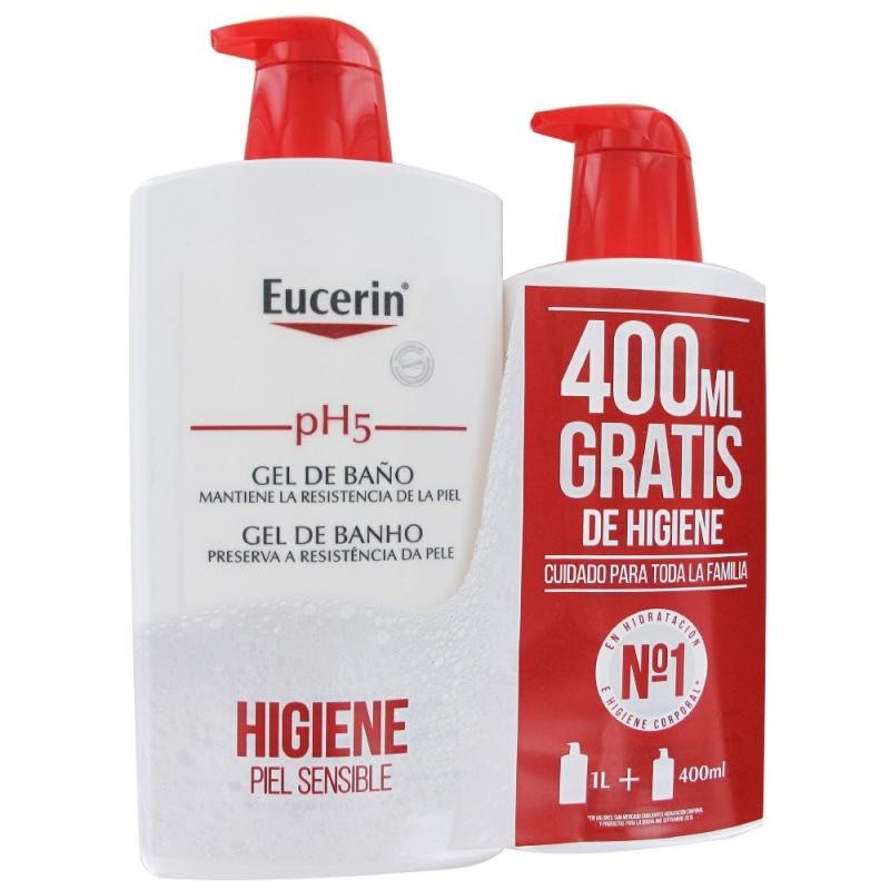 EUCERIN PIEL SENSIBLE PH-5 GEL DE BAÑO 1 LITRO + 400 ML REGALO