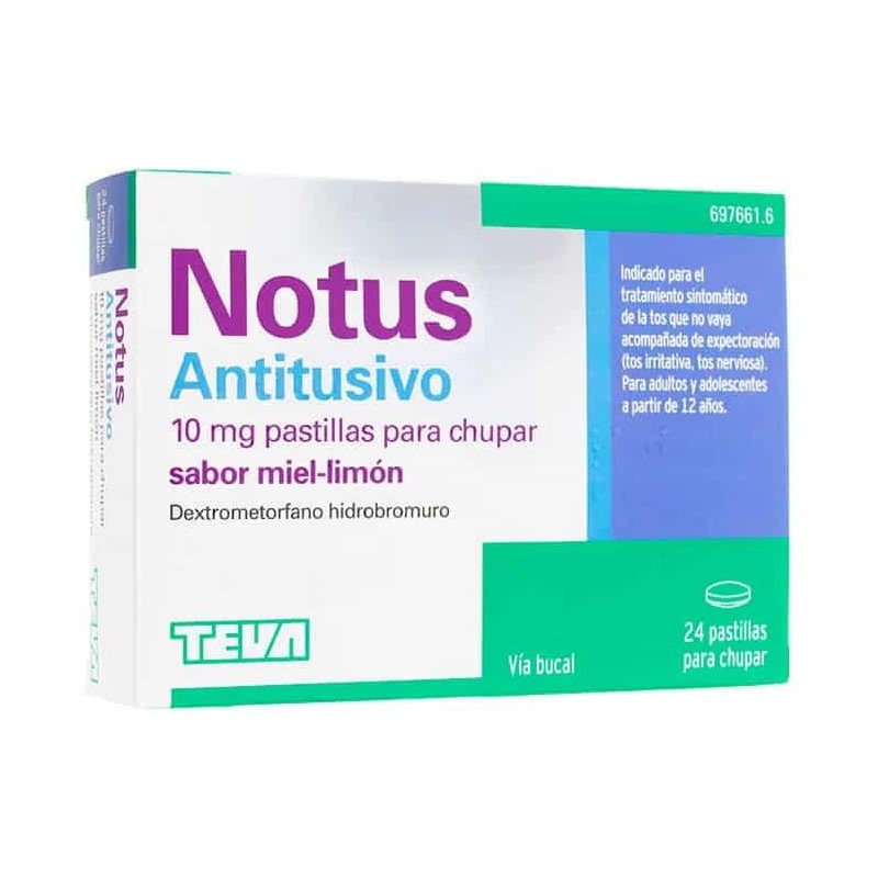 NOTUS ANTITUSIVO PASTILLAS PARA CHUPAR SABOR MIEL Y LIMÓN
