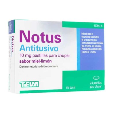 NOTUS ANTITUSIVO PASTILLAS PARA CHUPAR SABOR MIEL Y LIMÓN