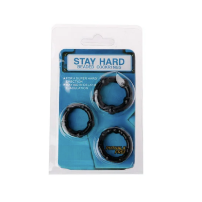 STAY HARD ANILLOS PENE CUENTAS NEGRAS