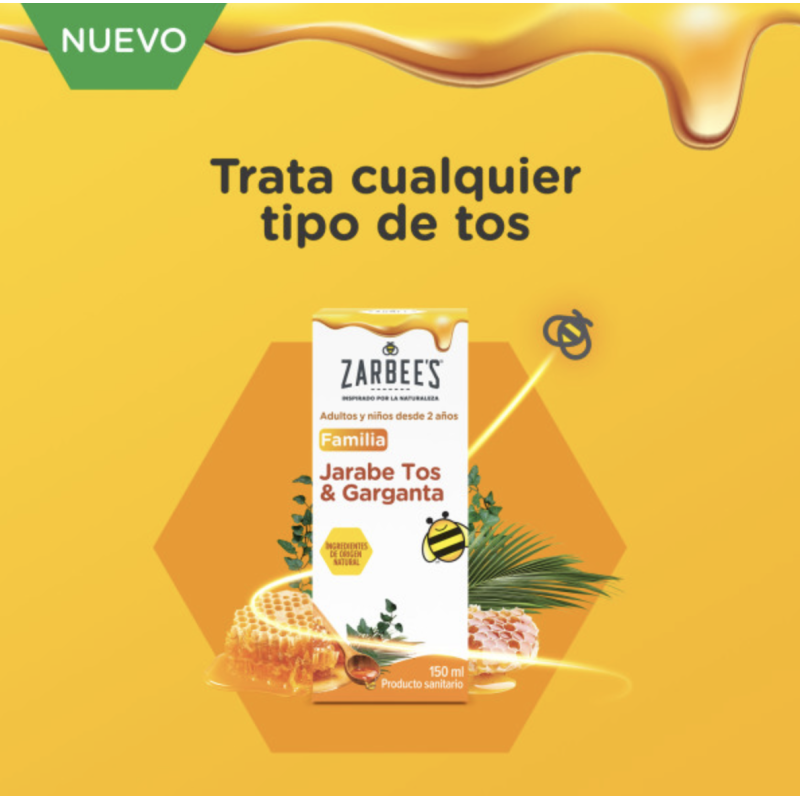 ZARBEES JARABE FAMILIA TOS Y GARGANTA 1 FRASCO 150 ML