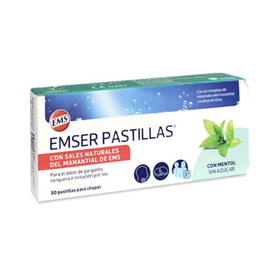 EMSER CON MENTOL SIN AZUCAR 30 PASTILLAS PARA CHUPAR