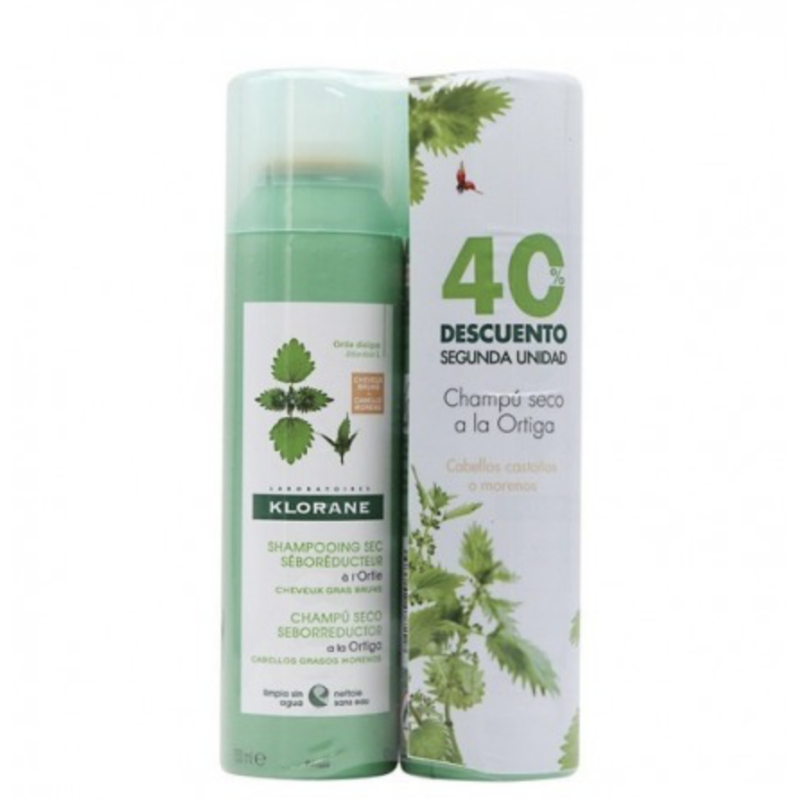 KLORANE PACK DUO CHAMPU SECO ORTIGA CABELLO CAST