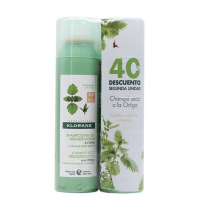 KLORANE PACK DUO CHAMPU SECO ORTIGA CABELLO CAST