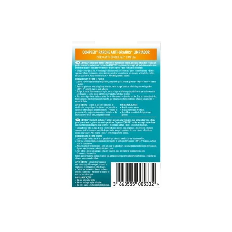 COMPEED PARCHE ANTI-GRANOS LIMPIADOR TRIPLE ACCION 7 UNIDADES