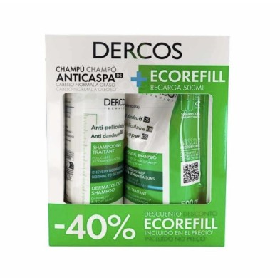 DUPLO DERCOS CHAMPU CASPA GRASA 390 ML+ECOREFILL