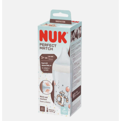 BIB SILICONA NUK PERFECT MATCH FLUJO M 1U 260 ML WP TIGRE