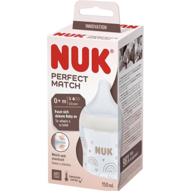 BIB SILICONA NUK PERFECT MATCH FLUJO S 1U150 ML ALGODON
