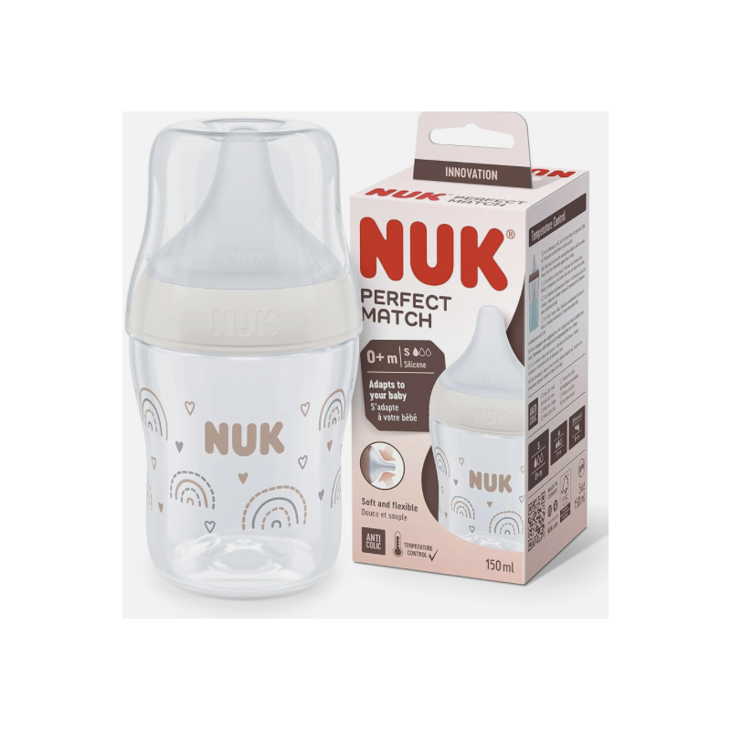 BIB SILICONA NUK PERFECT MATCH FLUJO M 1U 260 ML ARCOIRIS