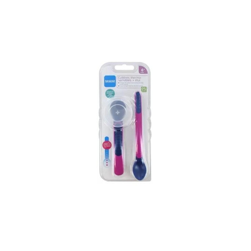 CUCHARA MAM HEAT SENSITIVE SPOON & COVER 2 U ROSA