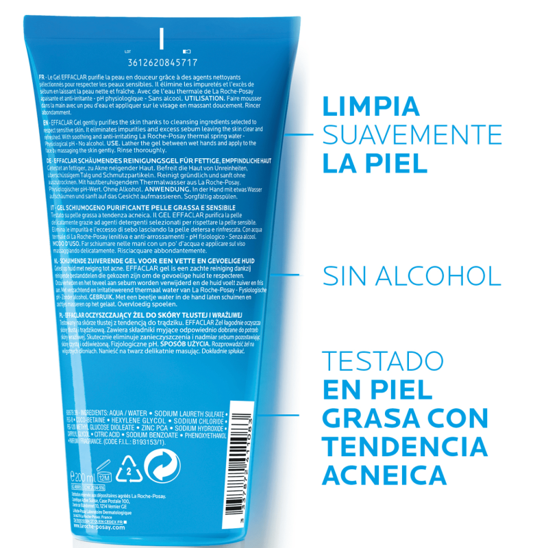EFFACLAR GEL LA ROCHE POSAY 200 ML