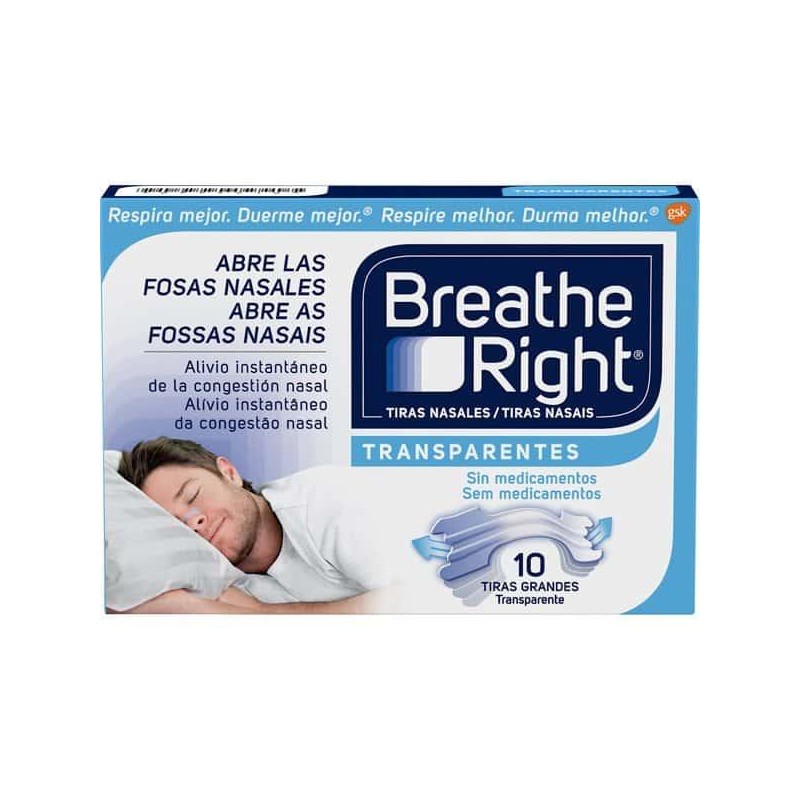 BREATHE RIGHT TRANSPARENTES 10 UNIDADES TALLA GRANDE