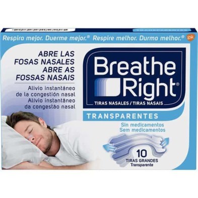 BREATHE RIGHT TRANSPARENTES 10 UNIDADES TALLA GRANDE