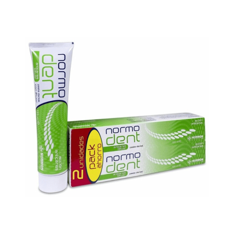 NORMODENT ANTICARIES BIFLUOR PASTA DENTAL 2 TUBOS 125 ML