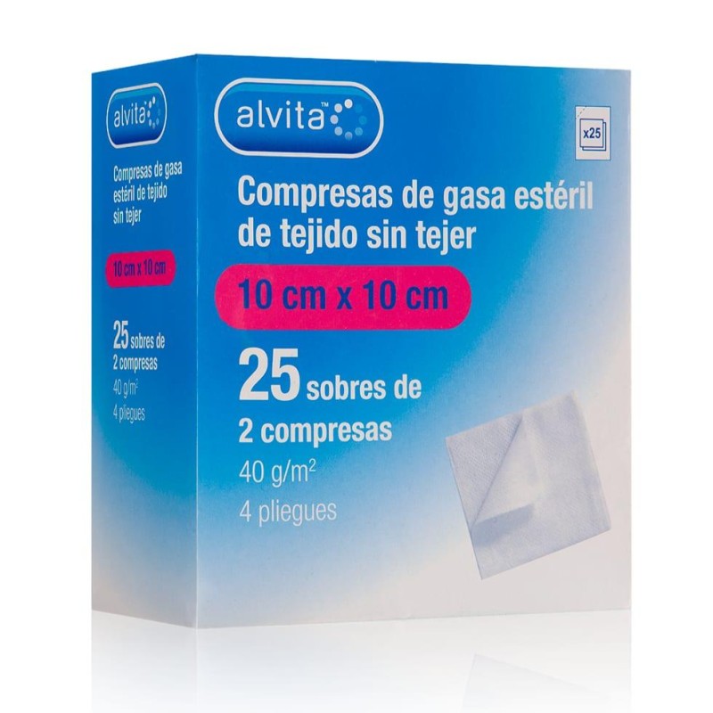 ALVITA COMPRESAS GASA ESTERIL TEJIDO SIN TEJER 1