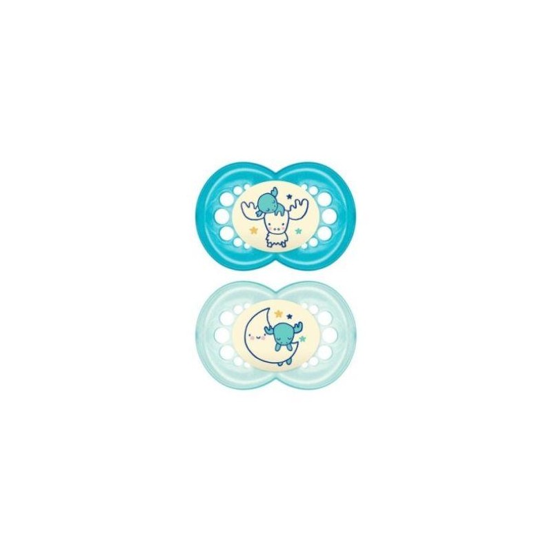 CHUPETE SILICONA MAM ORIGINAL NIGHT +16 2UNI AZUL