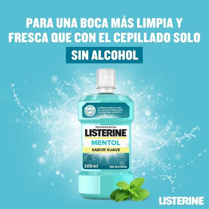 LISTERINE MENTOL SABOR SUAVE 1 ENVASE 250 ML