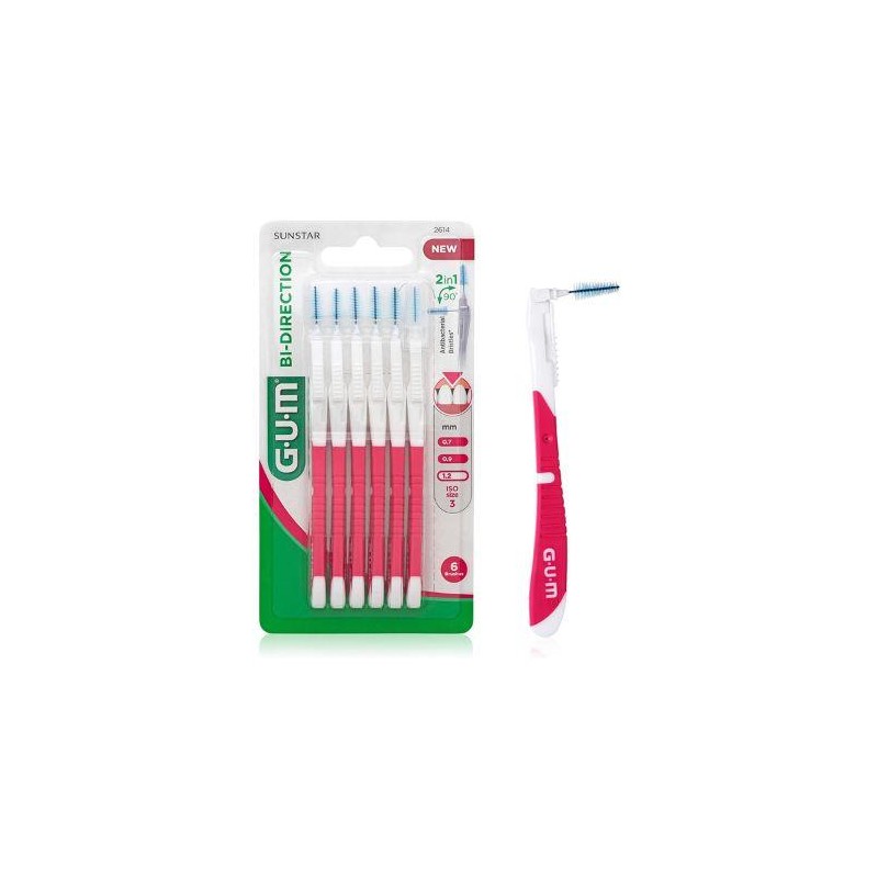 CEPILLO GUM BI-DIRECTION 1,2MM PINK 6 U