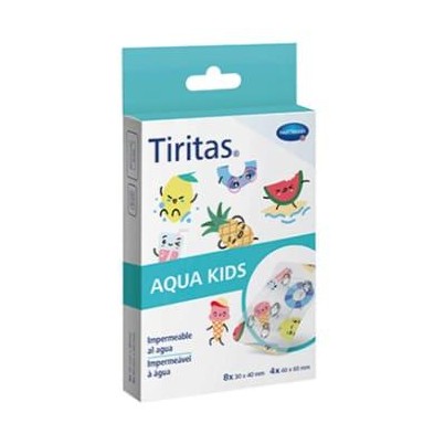 TIRITAS AQUA KIDS 2 TAMAÑOS 8 U 30 X 40 MM + 4 U 40 X 60 MM