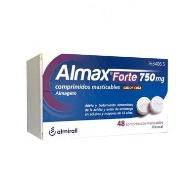 ALMAX FORTE 750 MG 48 COMPRIMIDOS MASTICABLES SABOR COLA