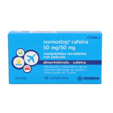 NORMOSTOP CAFEINA 50 MG/50 MG 12 COMPRIMIDOS RECUBIERTOS