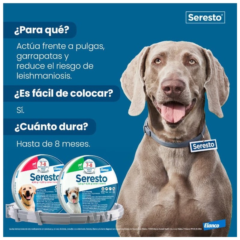 SERESTO COLLAR PARA PERROS MENOS DE 8 KG 38 CM 1,25/0,56 G