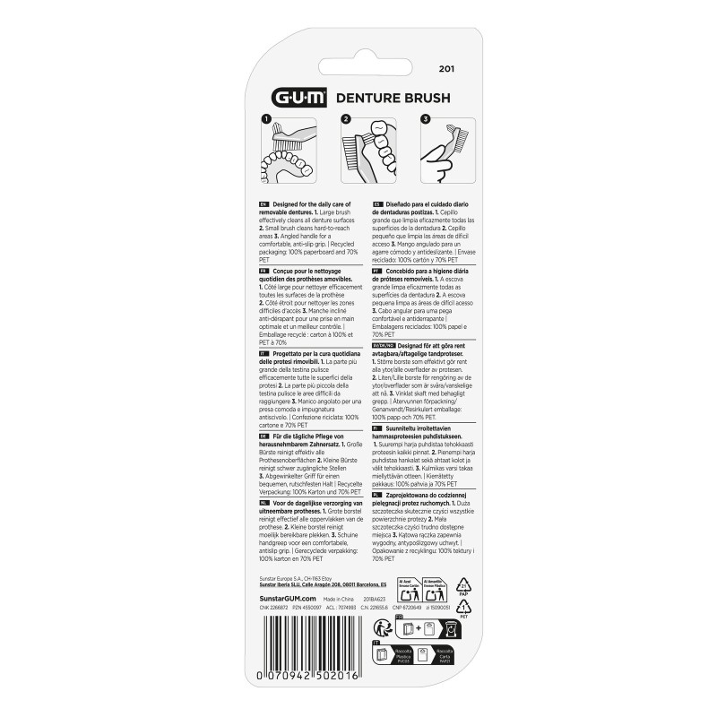 GUM- 201 CEPILLO DENTAL PROTESIS