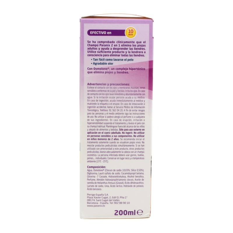 PARANIX ELIMIINA PIOJOS Y LIENDRES 1 ENVASE 200 ML
