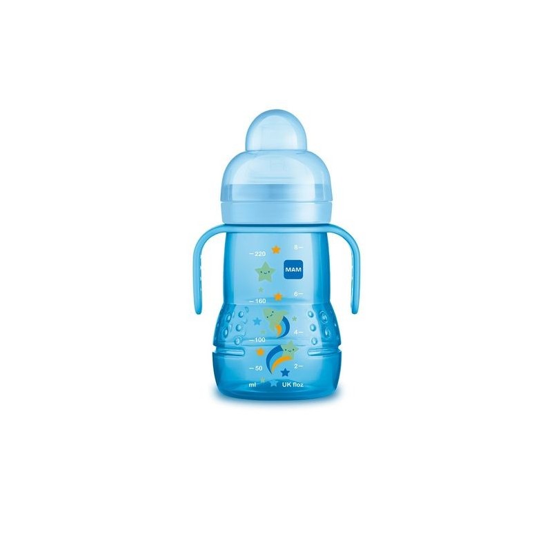 Biberón MAM Trainer+ 220 ml Azul 4m+ | Farmacia Liceo
