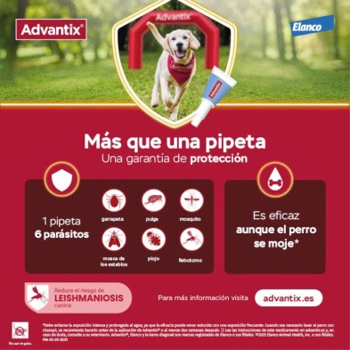 ADVANTIX 400/2000 MG SOLUCION SPOT-ON PARA PERROS 25-40 KG 4 PIPETAS CORTAS 4 ML