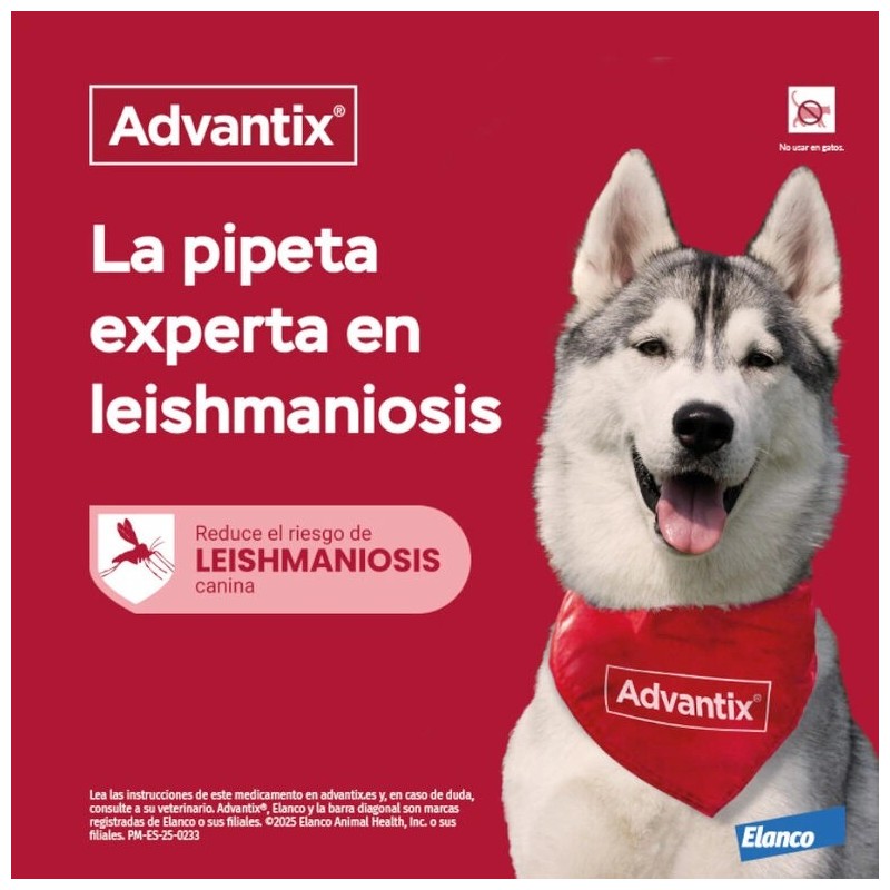 ADVANTIX 400/2000 MG SOLUCION SPOT-ON PARA PERROS 25-40 KG 4 PIPETAS CORTAS 4 ML