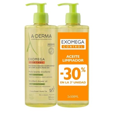 A-DERMA EXOMEGA CONTROL ACEITE LIMPIADOR EMOLIEN 500 ML 2 ENVASES