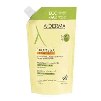 A-DERMA EXOMEGA CONTROL ACEITE LIMPIADOR EMOLIENTE ECO-RECARGA 500 ML