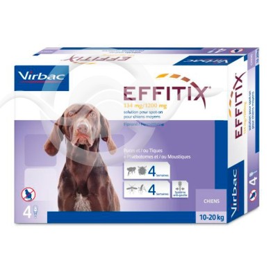 Effitix 134/1200 mg Solución Spot-on para Perros Medianos 4 Pipetas 2,2 ml