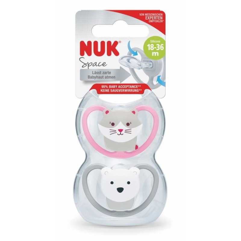Chupete Silicona Nuk Space 18 - 36 Meses 2 Unidades