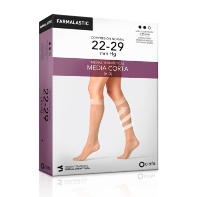 Media Corta (a-d) Compresión Normal Farmalastic Puntera Cerrada 2 Unidades Talla Grande Color Beige