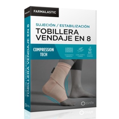 Tobillera Vendaje en 8 Farmalastic Compression Tech 1 Unidad Talla Mediana Color Beige