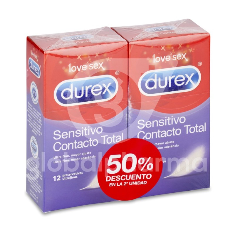 Durex Sensitivo Contacto Total Preservativos 12 Preservativos 2 Cajas