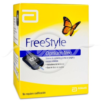 Medidor de Glucosa y Cuerpos Cetonicos Freestyle Optium Neo 1 Unidad + 10 Tiras Reactivas + 10 Lancetas