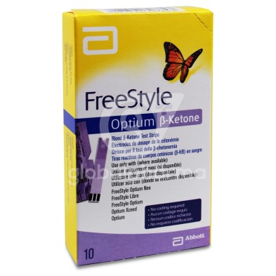 Tiras Reactivas Glucemia y Cuerpos Cetonicos Freestyle Optium Beta-ketone 10 Unidades