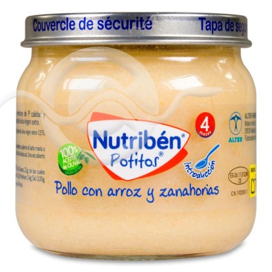 Nutriben Potito Inicio a la Carne Pollo con Arroz y Zanahorias 1 Envase 120 g