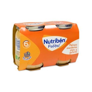 Nutriben Potitos Plátano Mandarina Pera y Galleta 2 Envases 190 g