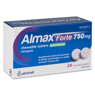 Almax Forte 750 mg 24 Comprimidos Masticables Sabor Menta
