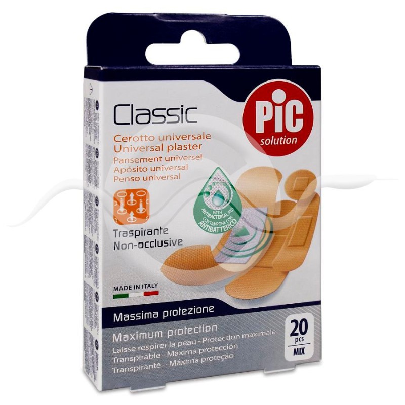 PIC Classic con Bactericida Apósito Adhesivo 20 Unidades Surtido