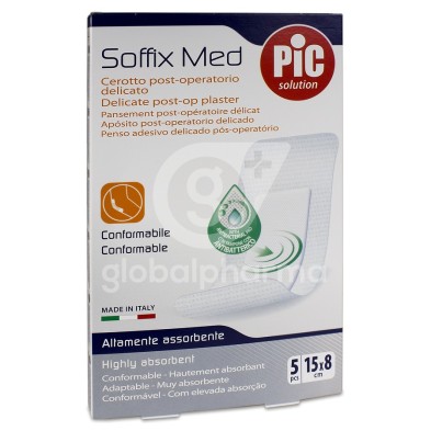PIC Soffix Med Antibacteriano Post Op Apósito Adhesivo 5 Apósitos 15 cm x 8 cm
