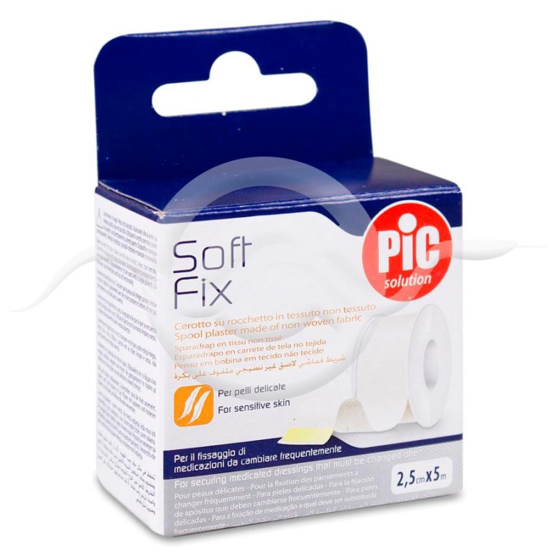 Esparadrapo Hipoalergico Pic Soft Tejido sin Tejer 1 Unidad 5 m x 2,5 cm Color Blanco