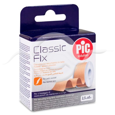 Esparadrapo Hipoalergico Pic Classic Fix Tela 1 Unidad 5 m x 2,5 cm Color Piel