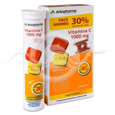 Arkopharma Vitamina C 1000 mg 40 Comprimidos Efervescentes Pack Sabor Naranja
