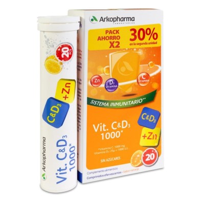 Arkopharma Vitamina C + D3 1000 40 Comprimidos Efervescentes Pack Sabor Naranja