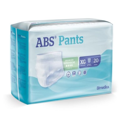 Absorbente Incontinencia Orina Super-noche Anatómico Abs Pants 80 Unidades Talla Extra Grande